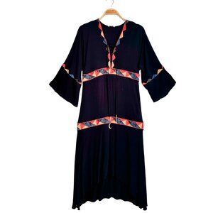 Liberty Garden Black Faux Suede Trim Midi Whimsigoth FantasY2K Dress medium